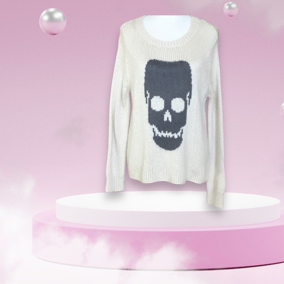 Wooden Ships Skull Wool Blend Mohair Blend Sweater - Picture 1 of 9
